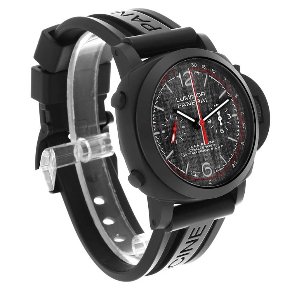 Luminor Luna Rossa (Reference PAM01037). A 44mm black ceramic automatic wristwatch with flyback chronograph. 2021