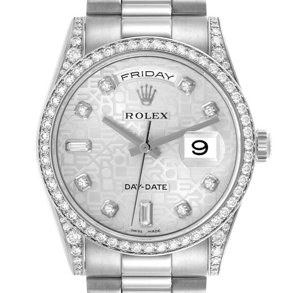 President Day-Date (Reference 118389). A 36mm white gold diamond-set automatic wristwatch with day and date. 2007