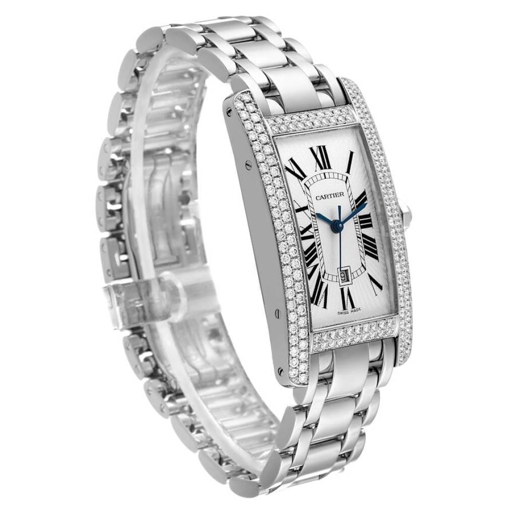 Tank Americaine (Reference WB7045L1). A 41.6mm white gold diamond-set automatic wristwatch with date.