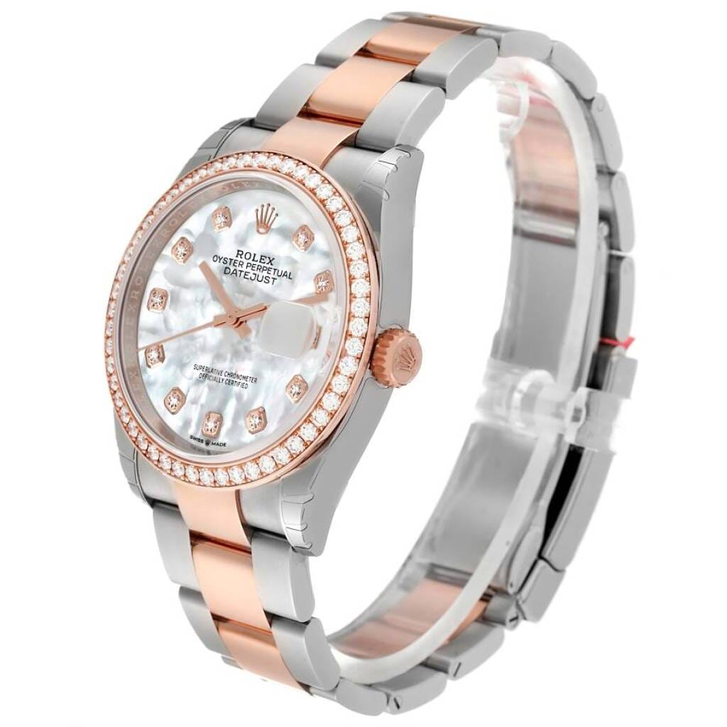 Datejust (Reference 126281). An 36mm unworn rose gold and stainless diamond-set automatic wristwatch with date.