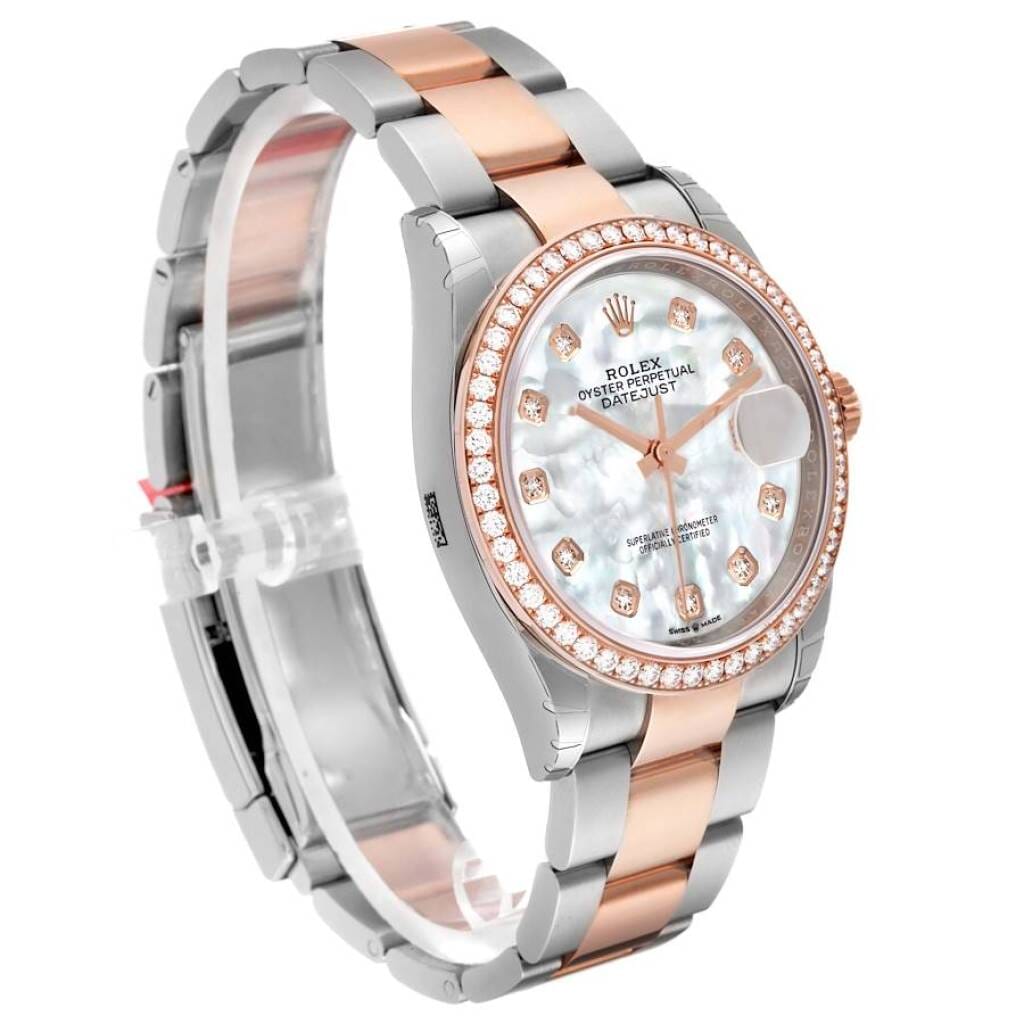Datejust (Reference 126281). An 36mm unworn rose gold and stainless diamond-set automatic wristwatch with date.
