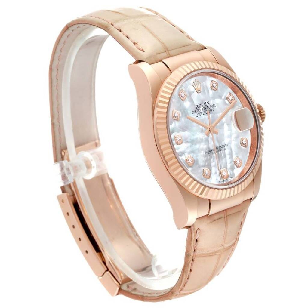 Datejust (Reference 116135). A 36mm rose gold diamond-set automatic wristwatch with date.