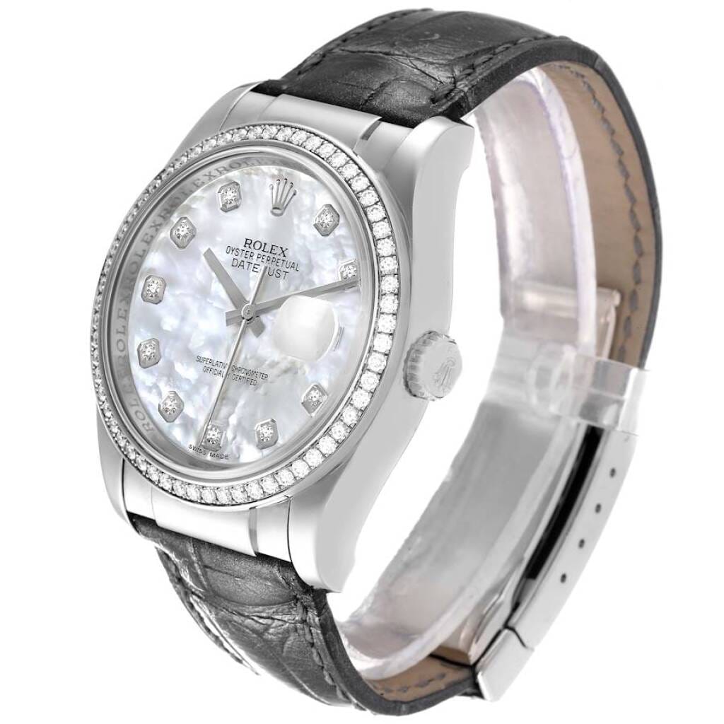Datejust (Reference 116189). A 36mm white gold diamond-set automatic wristwatch with date. 2008-2009