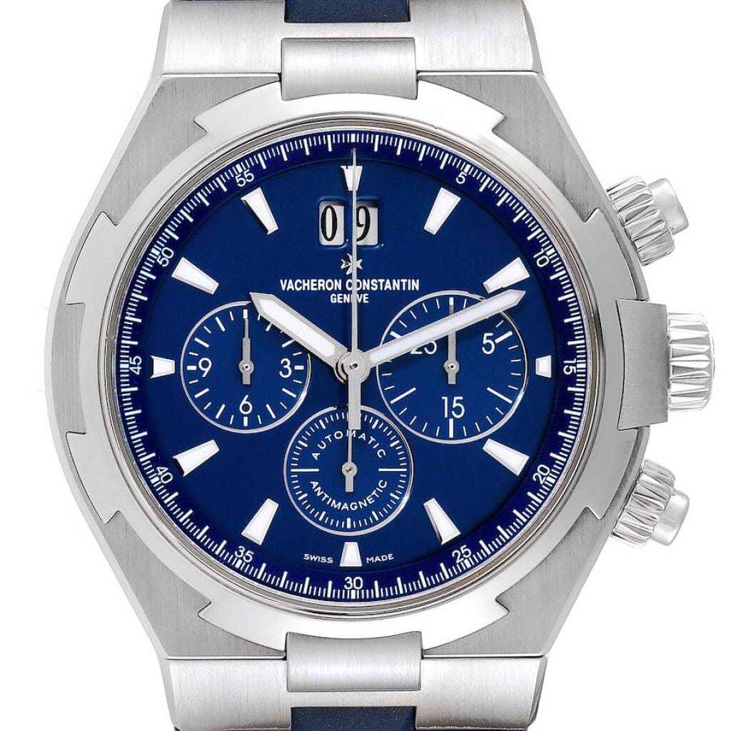 Overseas (Reference 49150/000A-9745). A 42.5mm stainless steel automatic wristwatch with date and chronograph.