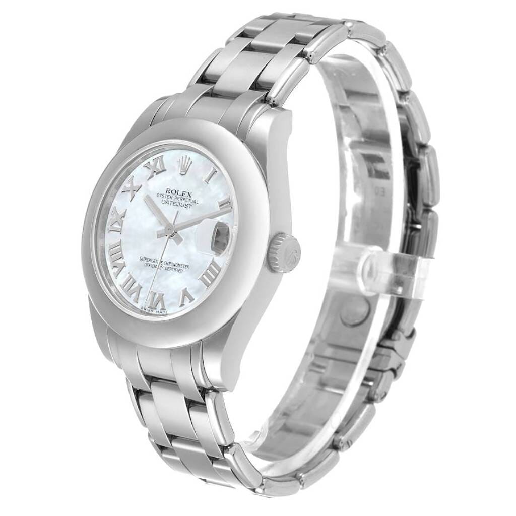 Pearlmaster (Reference 81209). A 34mm white gold automatic wristwatch with date. 2001-2002