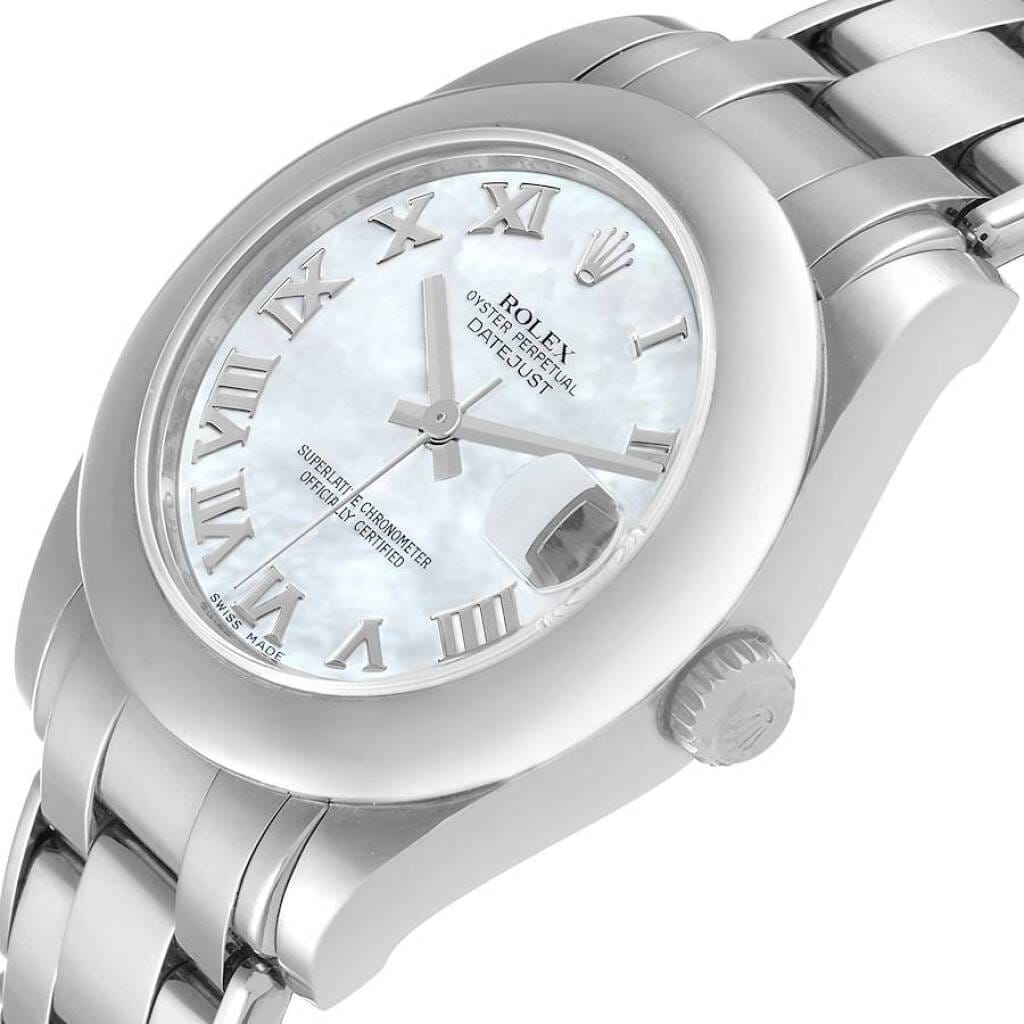 Pearlmaster (Reference 81209). A 34mm white gold automatic wristwatch with date. 2001-2002
