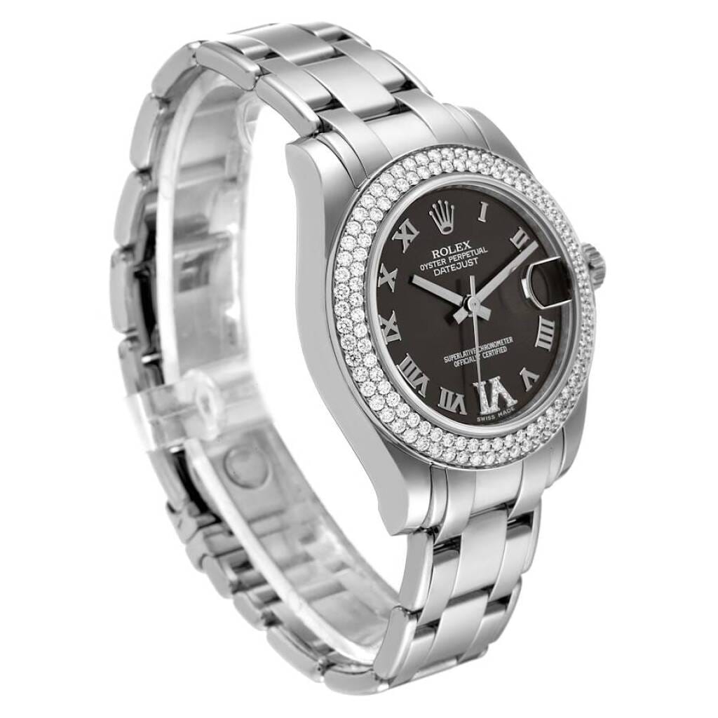 Pearlmaster (Reference 81339). A 34mm white gold diamond-set automatic wristwatch with date. 2013