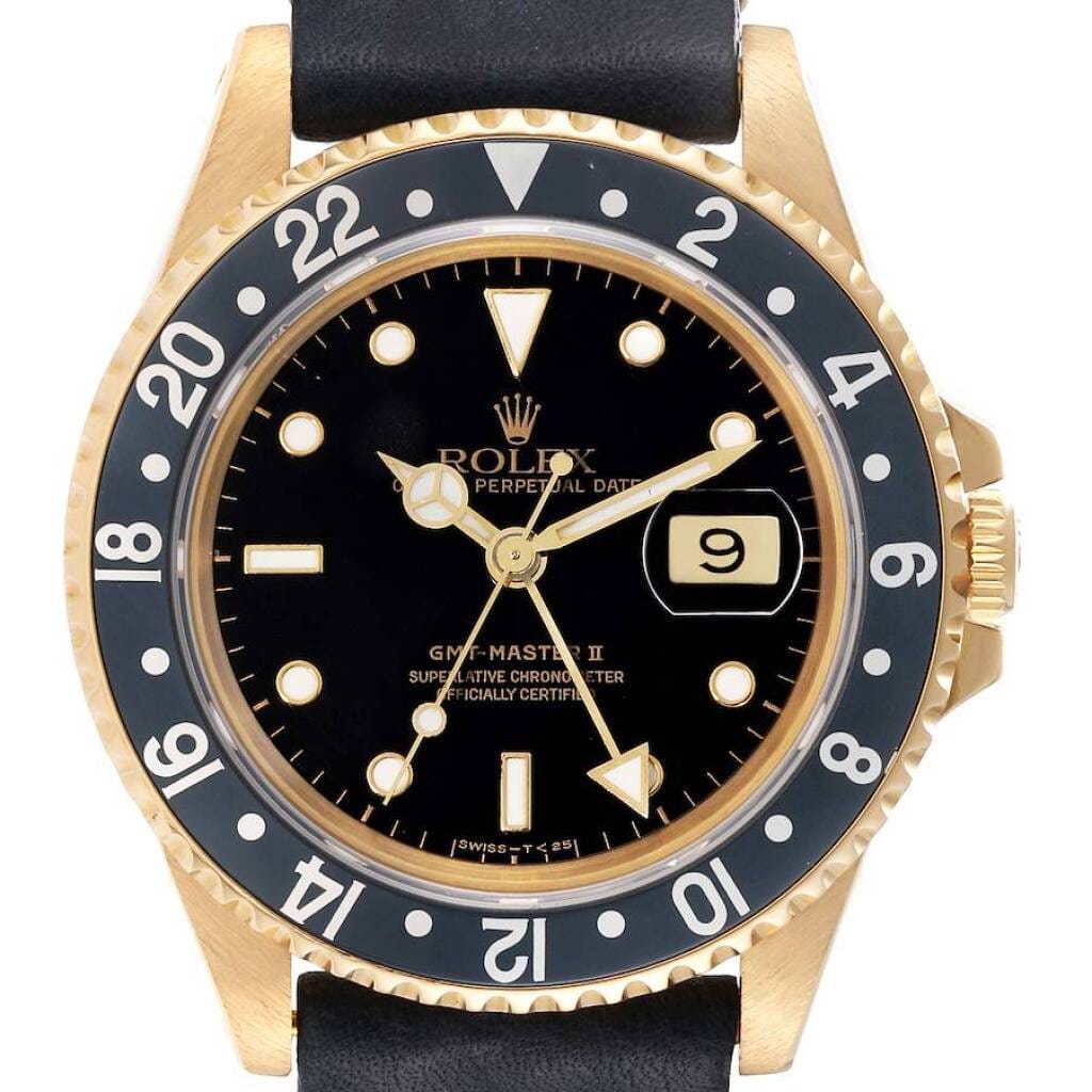 GMT-Master II (Reference 16718). A 40mm yellow gold automatic wristwatch with date. 1991