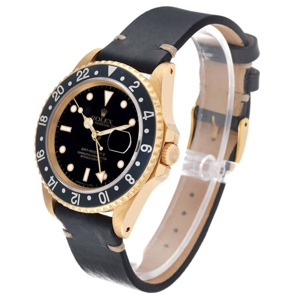GMT-Master II (Reference 16718). A 40mm yellow gold automatic wristwatch with date. 1991