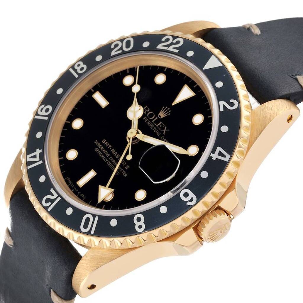 GMT-Master II (Reference 16718). A 40mm yellow gold automatic wristwatch with date. 1991