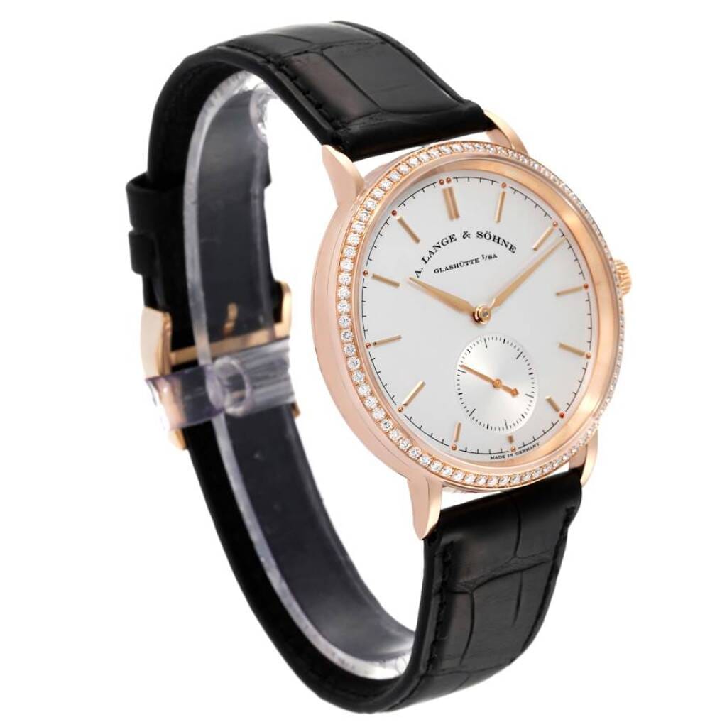 Saxonia (Reference 842.032). A 38.5mm rose gold diamond-set automatic wristwatch.