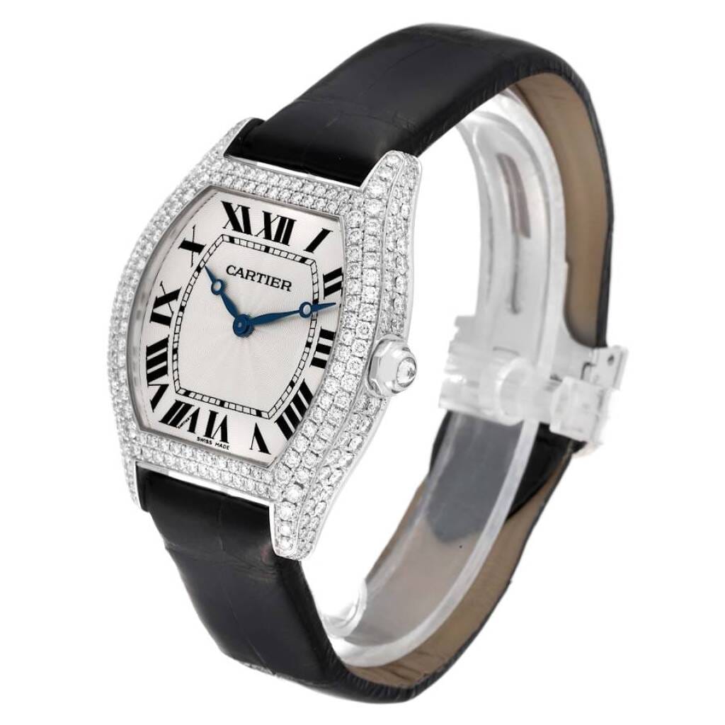 Tortue (Reference WA504351). A 34mm white gold diamond-set manual wind wristwatch.
