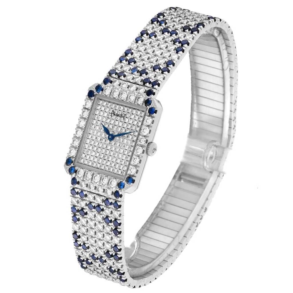 Protocole Exceptional (Reference 83541). A 22.5mm white gold diamond sapphire-set quartz wristwatch.