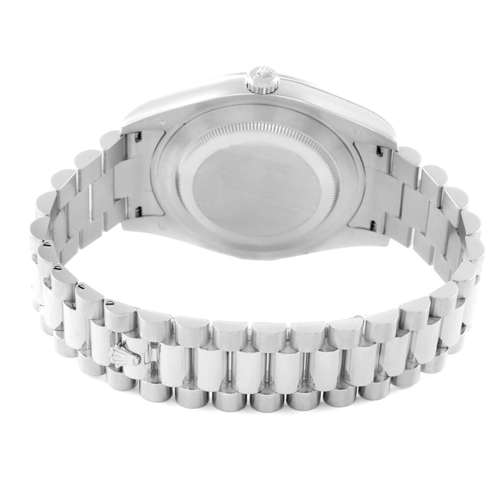 Day-Date II 'Ice Blue' Roman (Reference 218206). A 41mm platinum diamond set automatic wristwatch with day and date. 2012