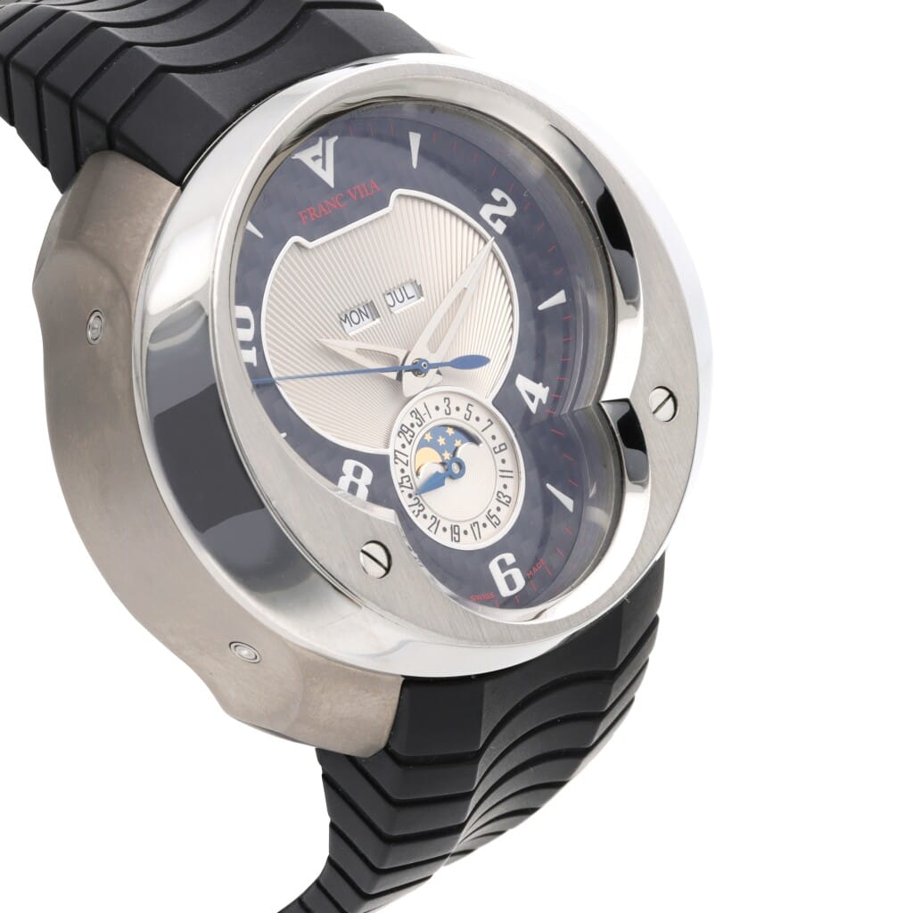 Limited Edition Quantieme "Esprit Unique," A 39mm titanium stainless steel with carbon fiber automatic wristwatch with date, day, month and moon phase.