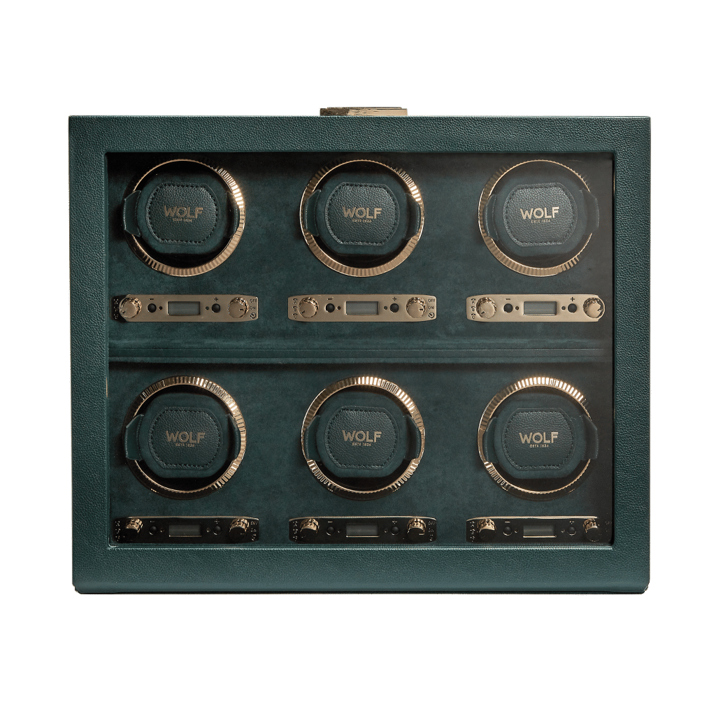 British Racing 6-Piece Watch Winder In Green