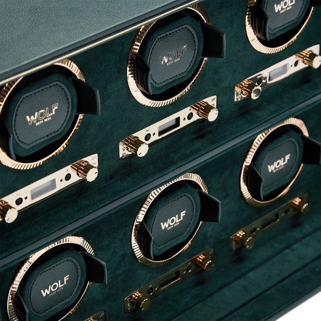 British Racing 6-Piece Watch Winder In Green