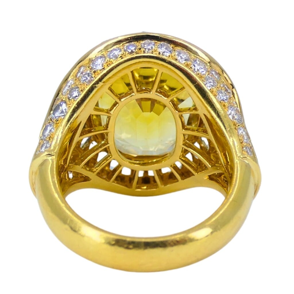 Vintage Gold, 13.20ct Yellow Sapphire, Aquamarine and Diamond Cocktail Ring