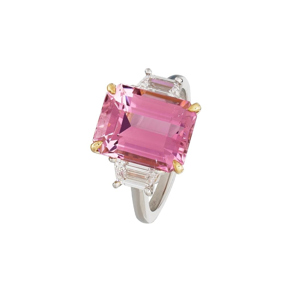 Platinum, Gold, 6.95ct Tourmaline and Diamond Ring