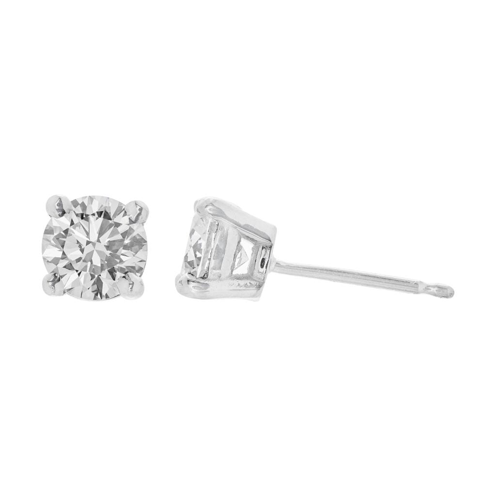 Platinum and 1.14ctw Round Brilliant Cut Diamond Stud Earrings