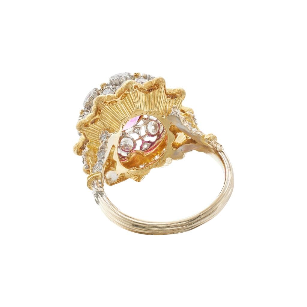 Vintage Gold, White Gold, 3.20ct Ceylon Pink Sapphire and Diamond Ring