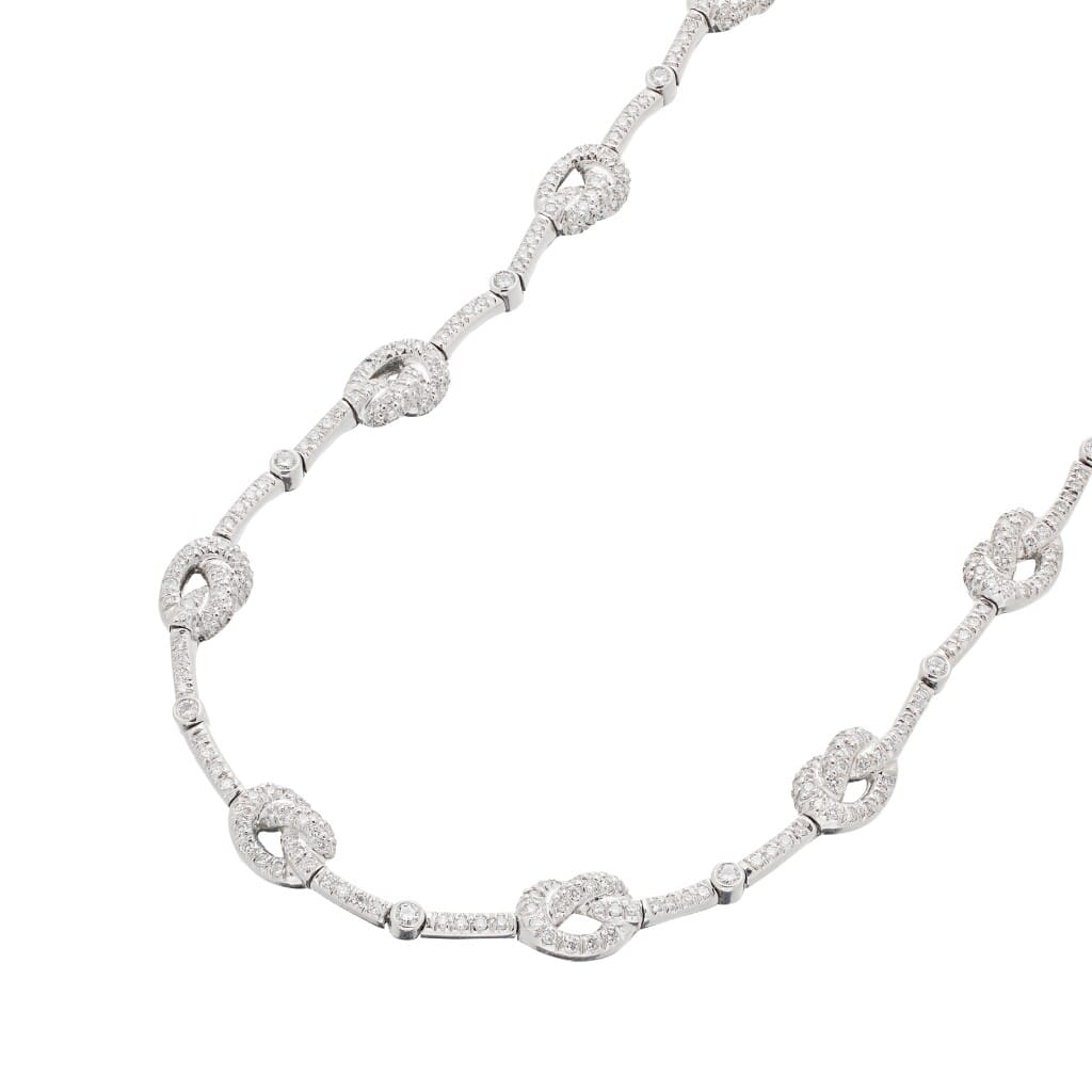 Platinum and Diamond Love Knot Necklace