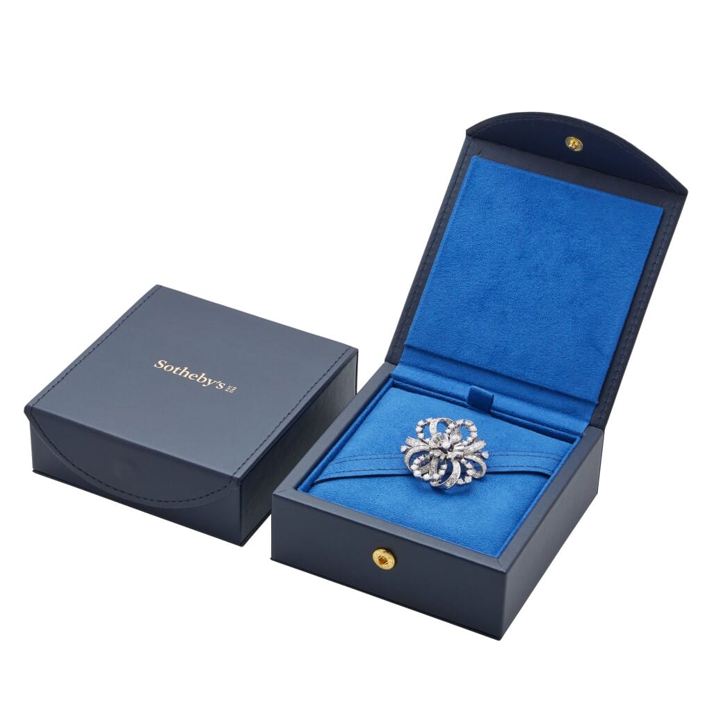 Vintage Palladium, Gold and Diamond Brooch