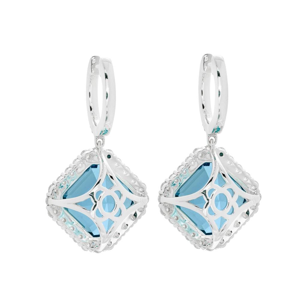 White Gold, 12.50ctw Aquamarine and Diamond Drop Earrings