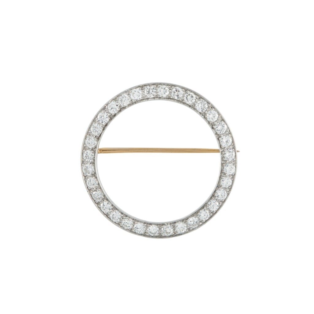 Vintage Platinum, Gold and Diamond Circle Brooch
