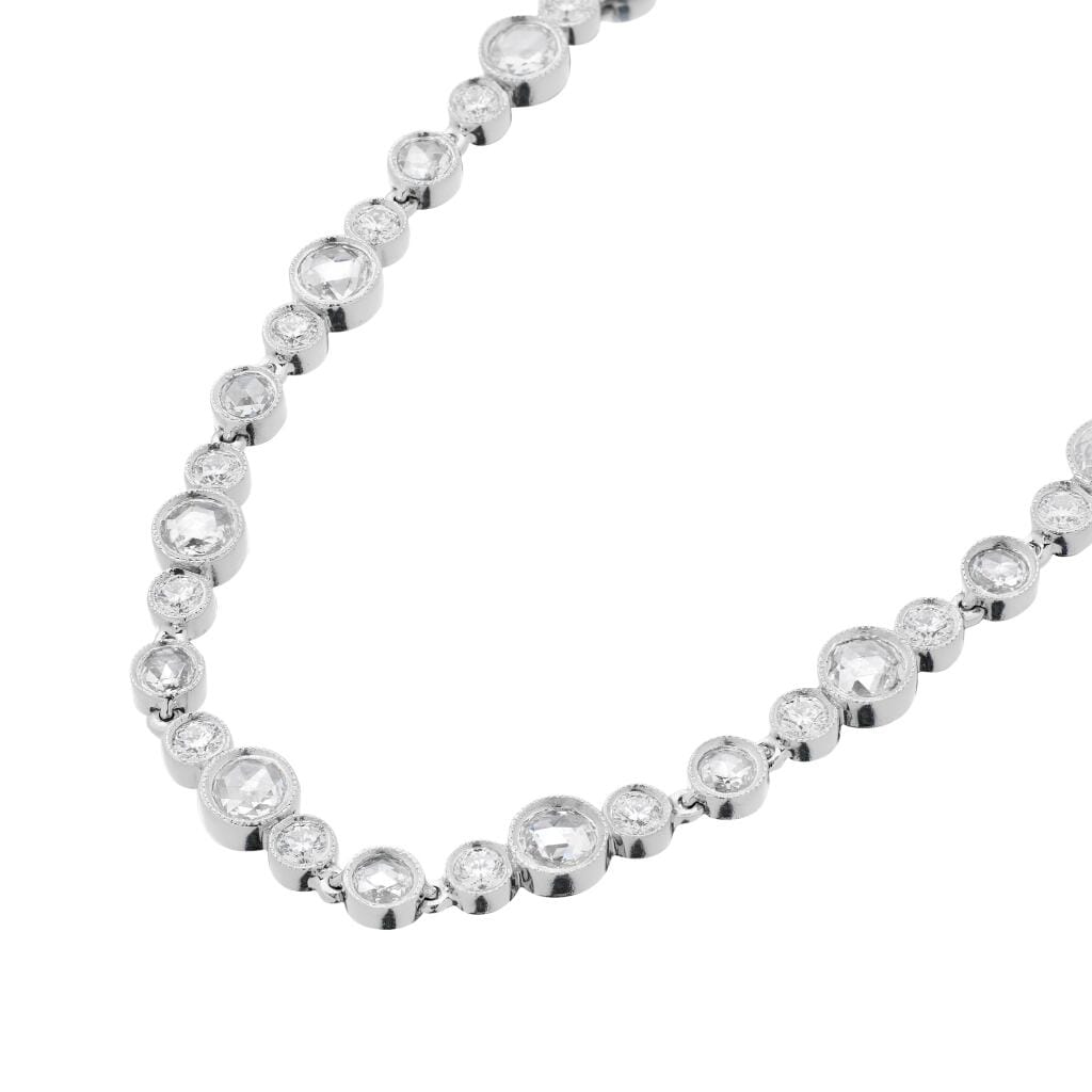 Platinum and 5.40ctw Rose Cut and Round Brilliant Cut Diamond Tiffany Enchant Necklace
