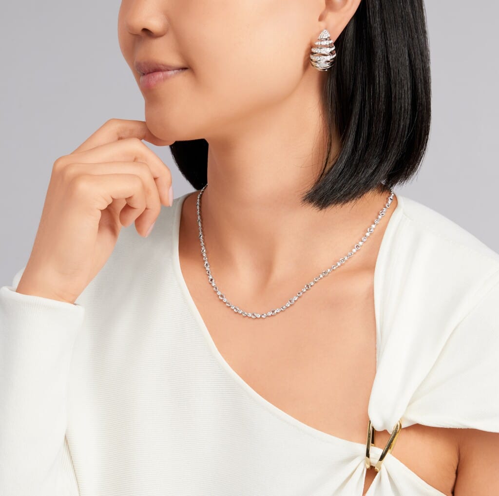 Platinum and 5.40ctw Rose Cut and Round Brilliant Cut Diamond Tiffany Enchant Necklace