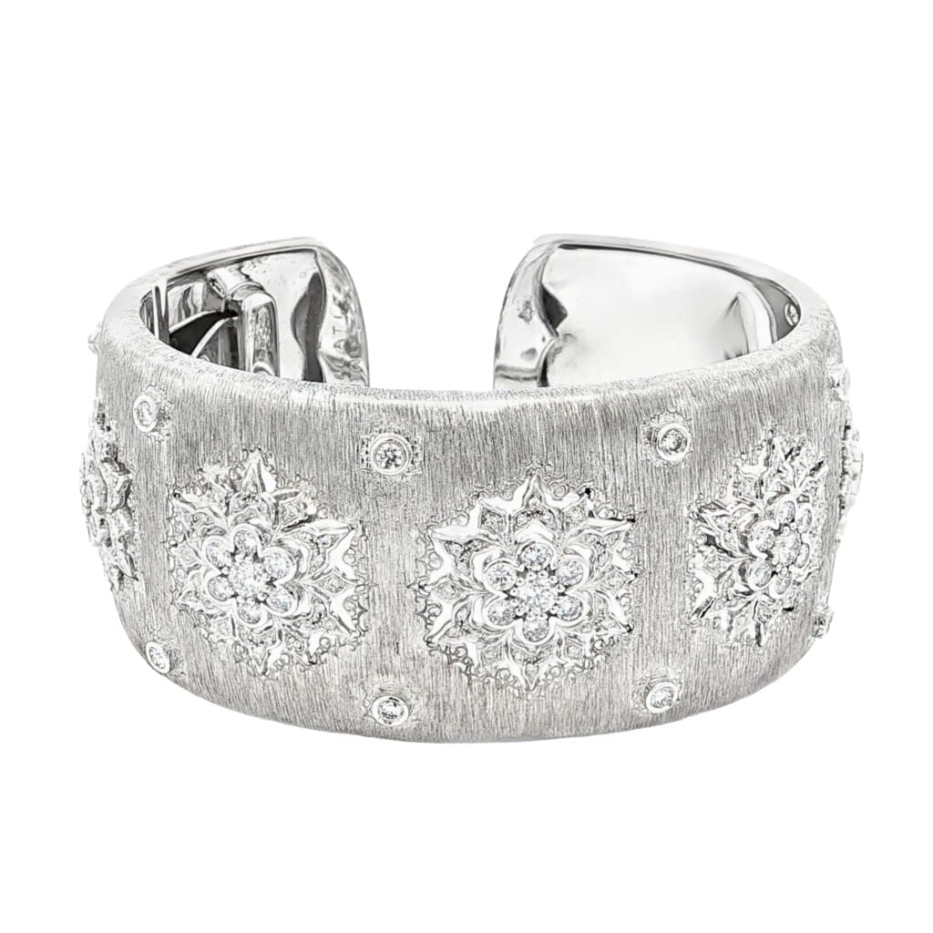Vintage White Gold and Diamond Cuff Bracelet