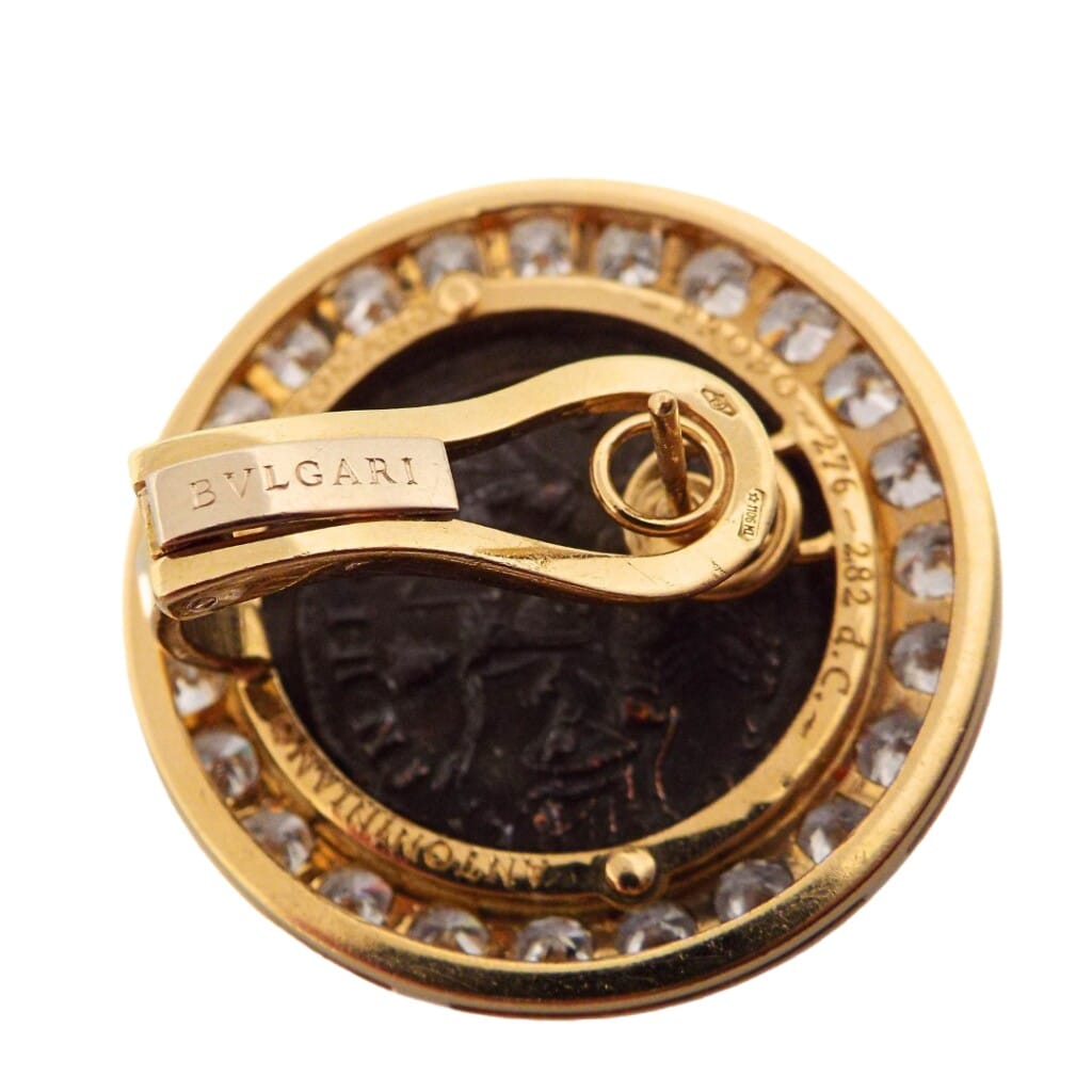 Vintage Gold, Diamond and Ancient Coin Monete Earclips