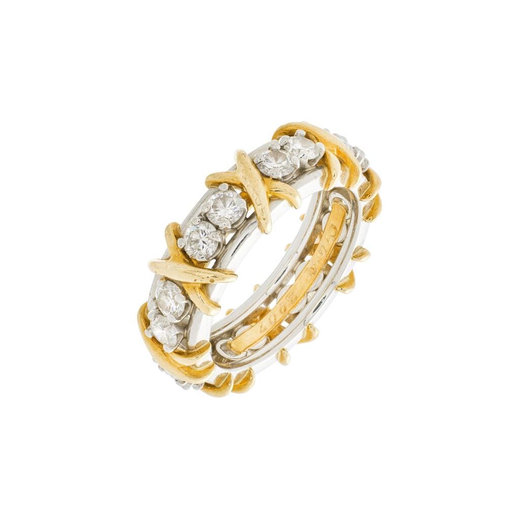 Platinum, Gold and Diamond Sixteen Stone Ring