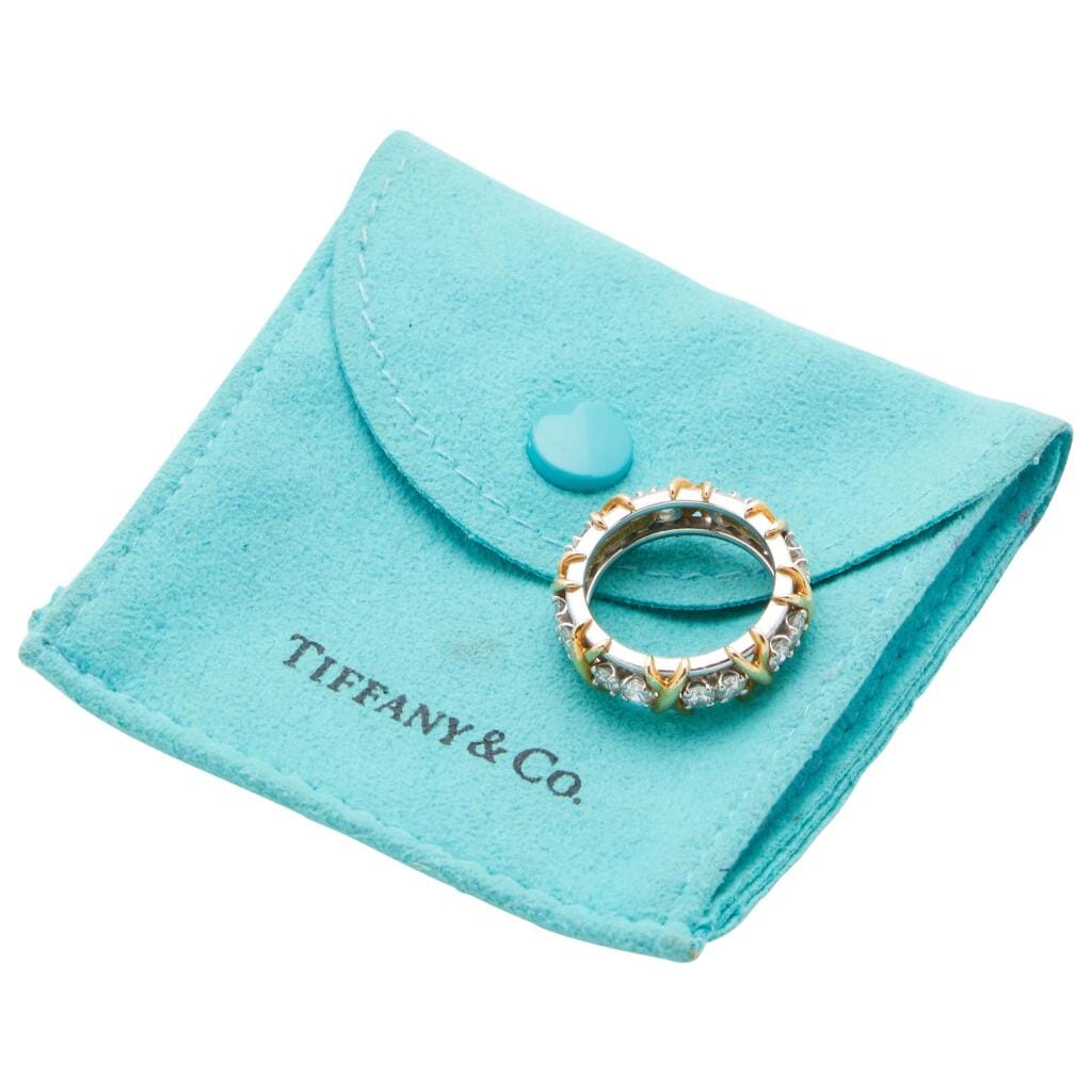 Platinum, Gold and Diamond Sixteen Stone Ring