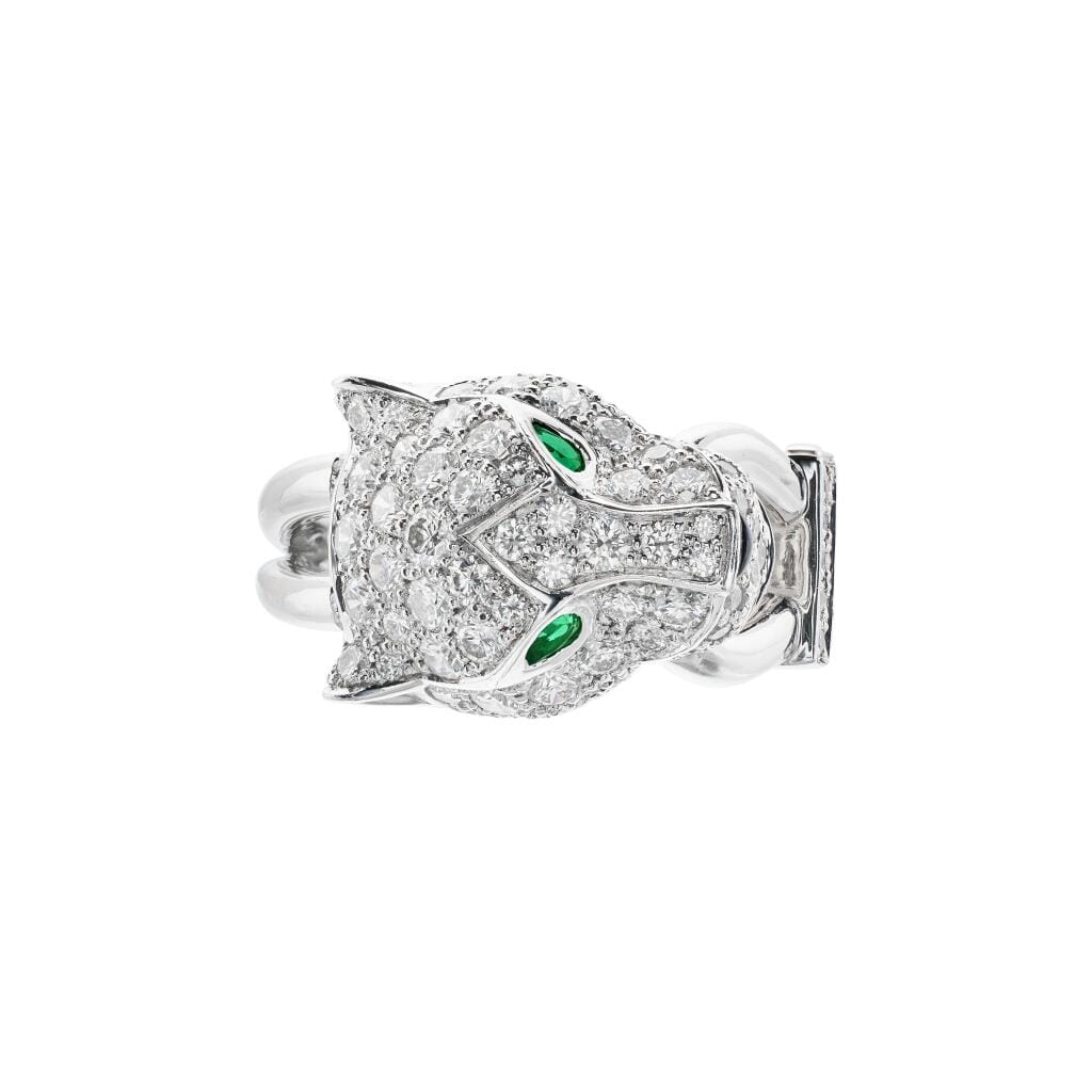 White Gold, Emerald, Onyx and Diamond Panthère Ring