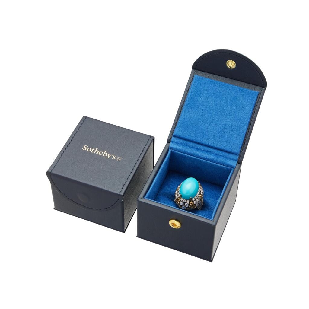 Vintage Gold, White Gold, Turquoise and Diamond Ring