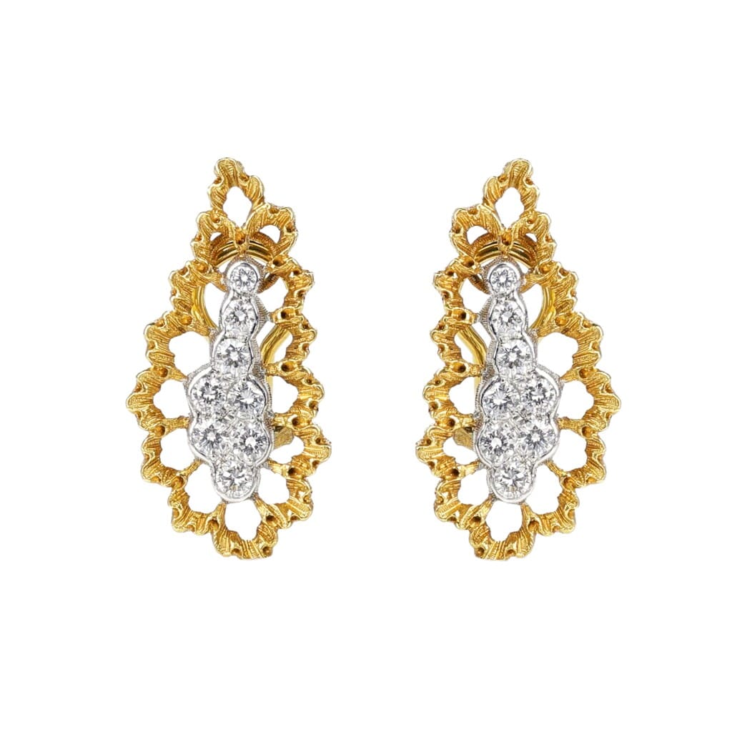 Gold, White Gold and Diamond Earclips