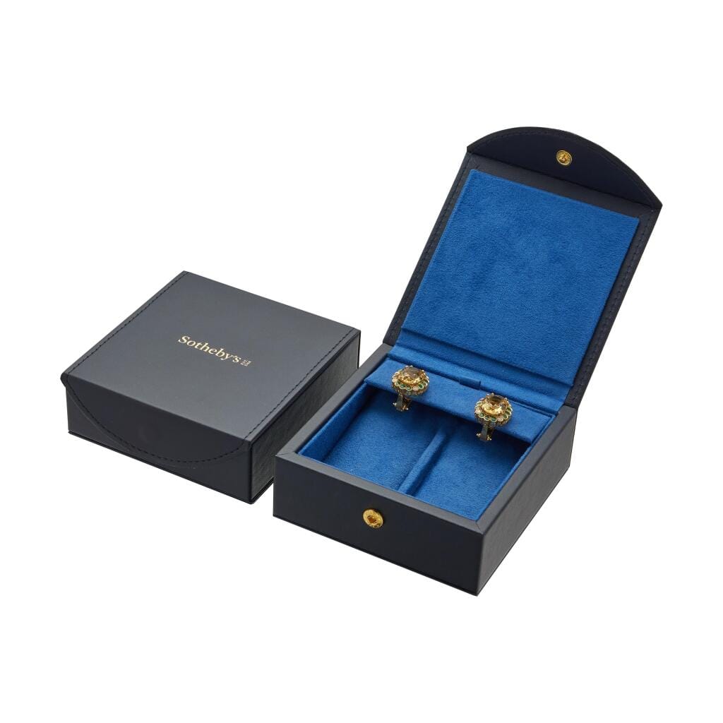 Gold, 14.00ctw Heliodor, Emerald and Diamond Earclips