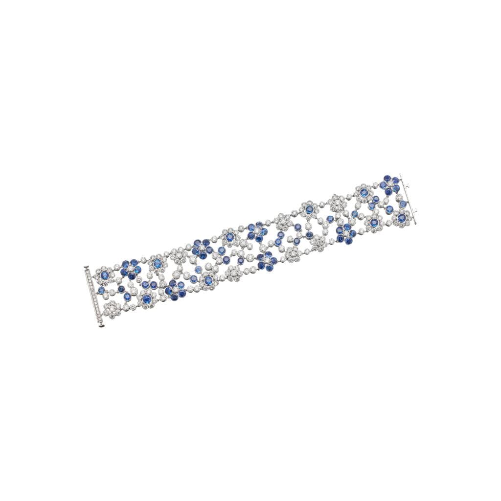 White Gold, Sapphire and Diamond Floral Bracelet