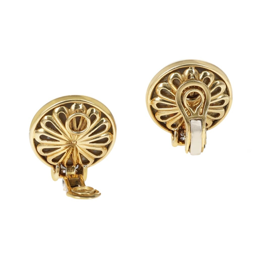 Gold, Mabé Pearl and Diamond Earclips