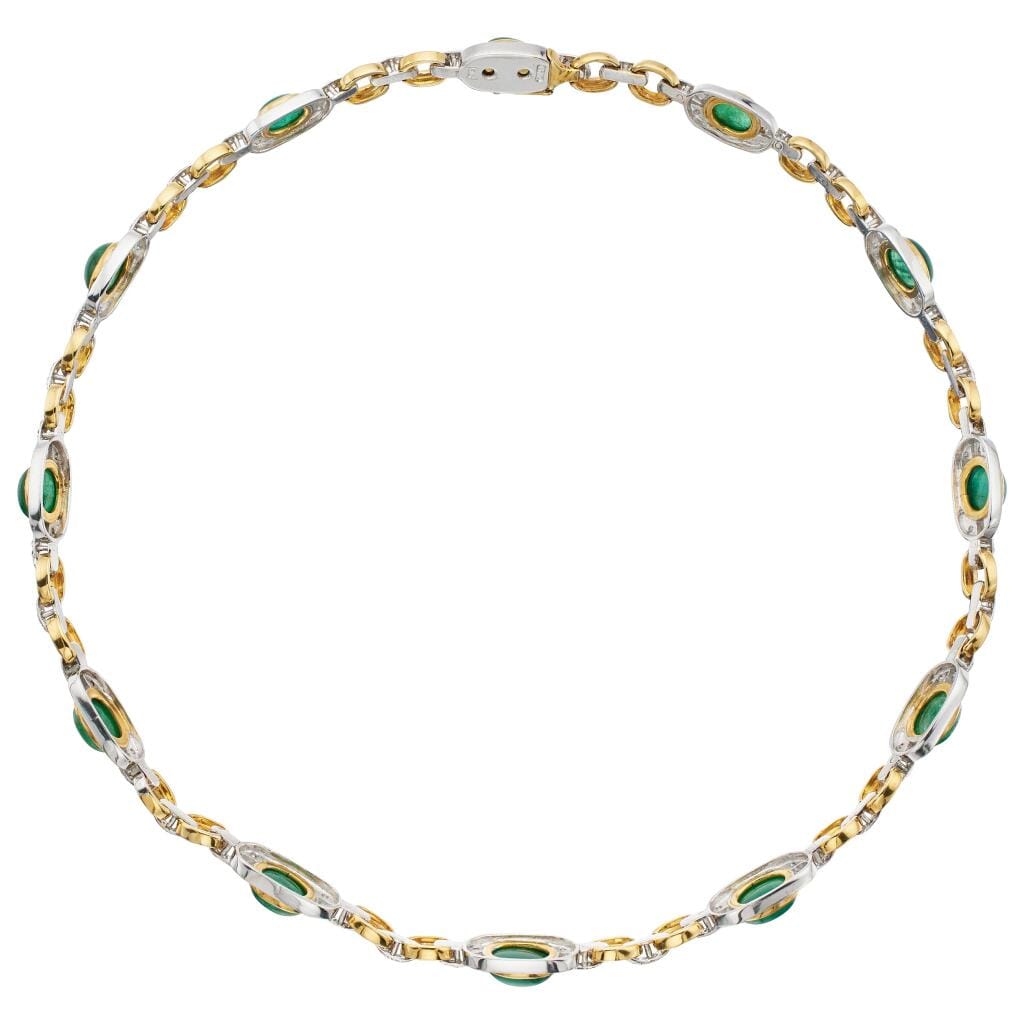 Gold, White Gold, Emerald and Diamond Necklace