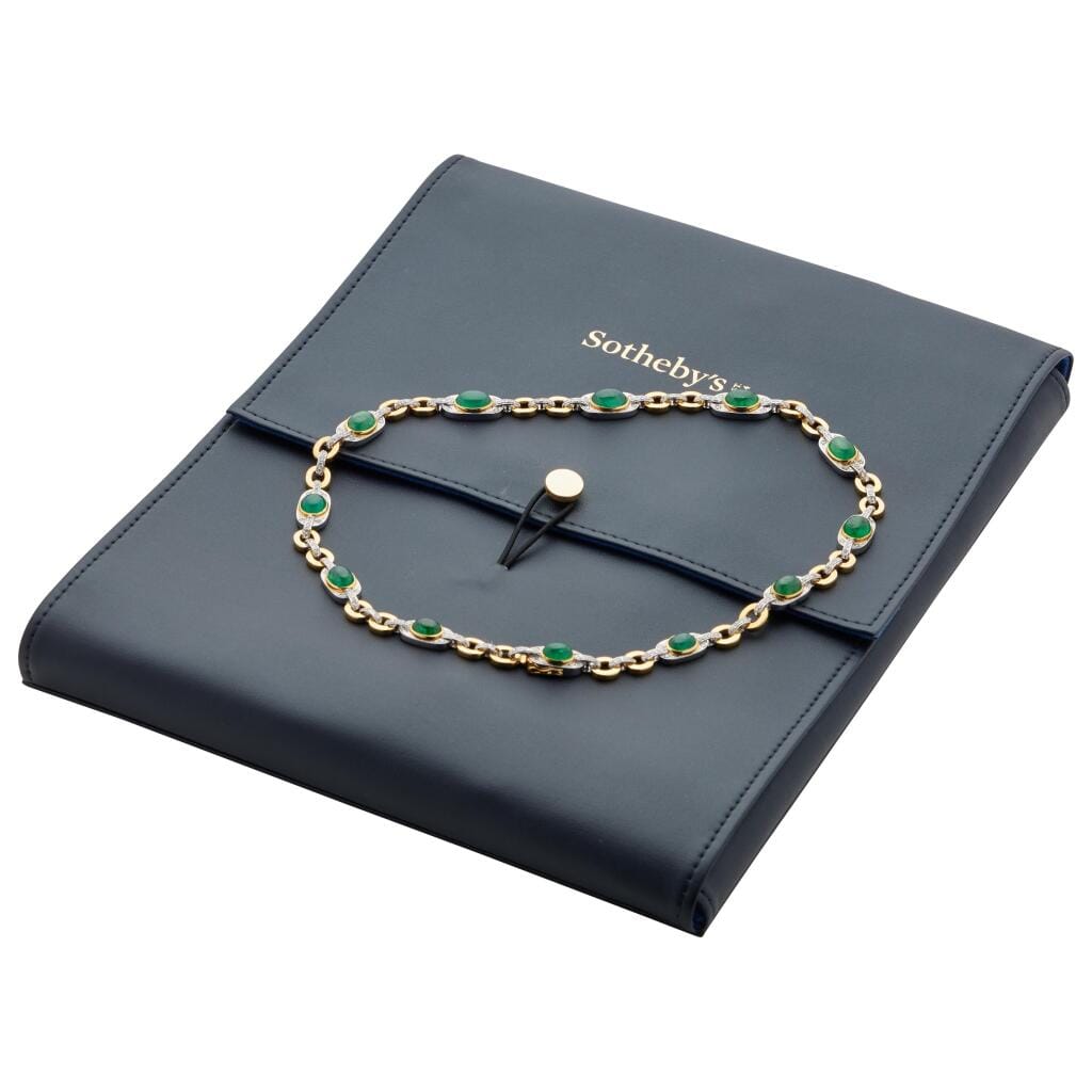 Gold, White Gold, Emerald and Diamond Necklace