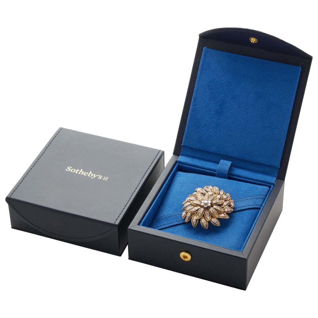 Vintage Gold, White Gold and Diamond Floral Brooch
