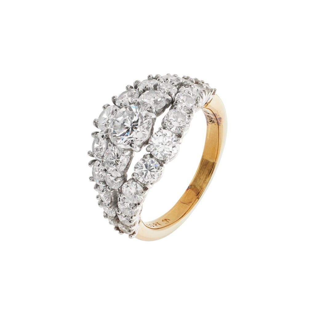 Vintage Platinum, Gold and Diamond Ring