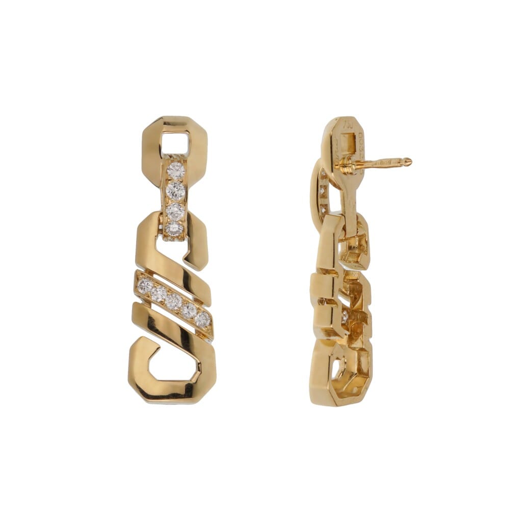 Vintage Gold and Diamond Foxtrot Earrings