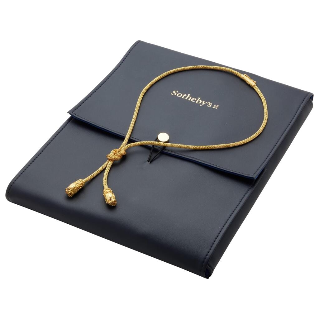 Gold and Ruby Lionhead Lariat Necklace