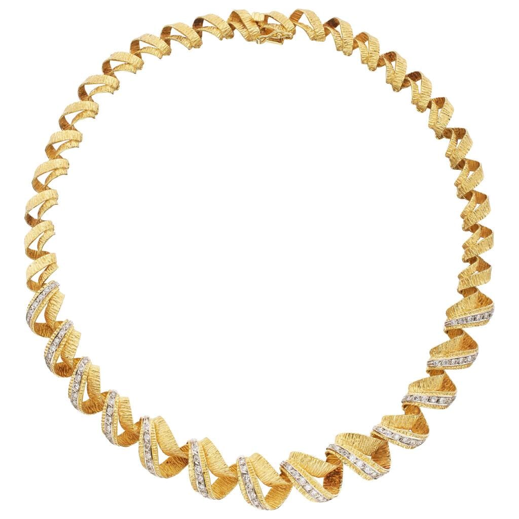 Gold, White Gold and Diamond Necklace