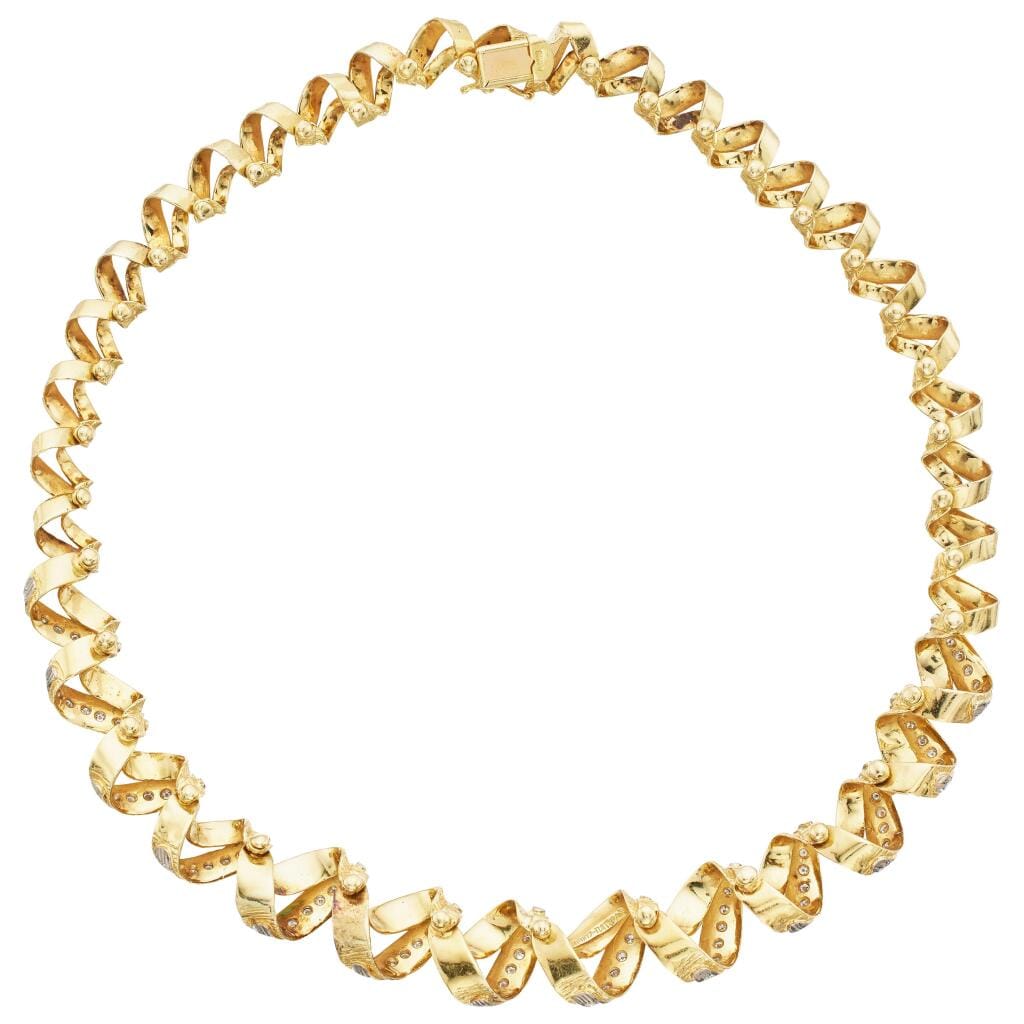 Gold, White Gold and Diamond Necklace