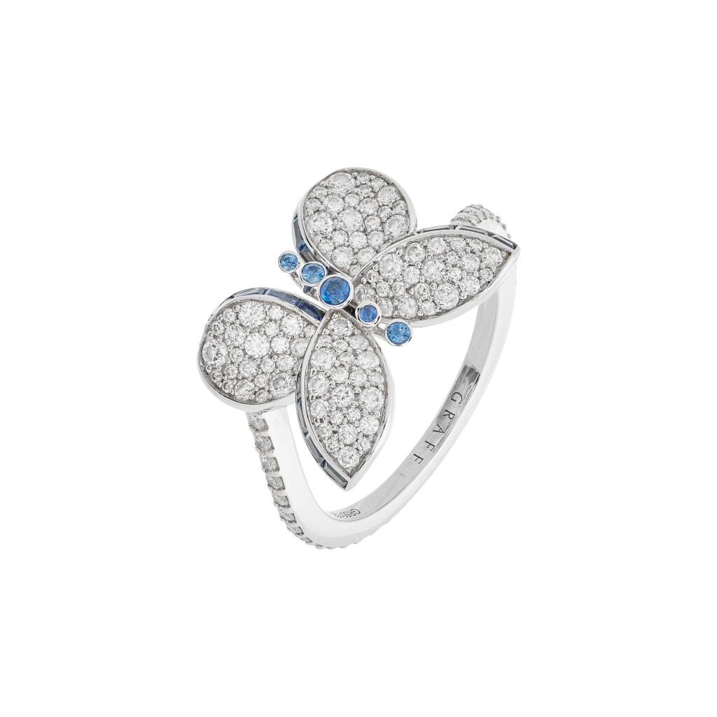 White Gold, Sapphire and Diamond Baby Princess Butterfly Ring